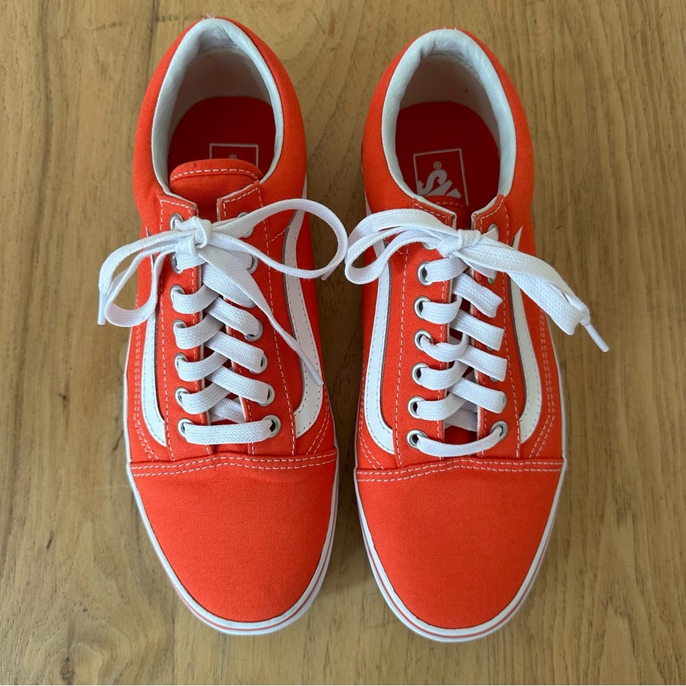 VANS Limited Edition Orange and White Canvas Old-Skool Sneakers